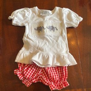 Elephant smocked top and short set